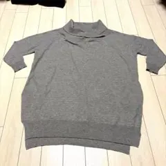 今だけ価格。ミズイロインドグレーウールアンゴラ混重ね襟ワイドチュニックワンピース