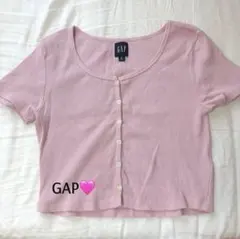 GAP リブクロップド半袖　ピンク