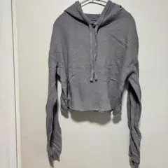 パーカー 【S】 グレー クロップドパーカー フード付き 裏起毛
