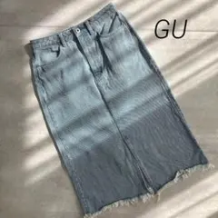 美品❣️GU デニムロングスカート M スリット入り フリンジのサムネイル