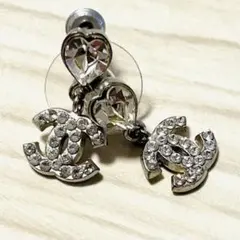 CHANEL ハート型クリスタル CCロゴ ピアス
