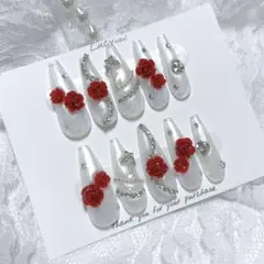 ネイルチップ 現品オーダー ちゅるん フレンチガーリー 量産型 ワンホン 韓国