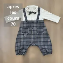 apres les cours ベビー ロンパース チェック柄 蝶ネクタイ 70