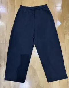 ユニクロCスウェットワイドパンツ ネイビー L