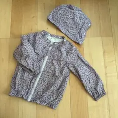 花柄フード付きウインドブレーカー【フード取り外し可能】　サイズ110cm