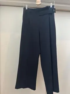 ZARA ダークネイビー ワイドパンツ ボタン付き