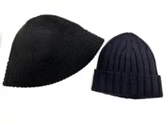 ユニクロ 帽子 ニット帽 ハット 黒 2点セットまとめ売り UNIQLO 古着