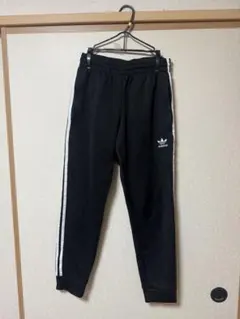 adidas ジャージ パンツ 黒 サイドストライプ