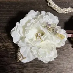パールコサージュ　H27入学式　卒業式　ホワイト　結婚式　2way　髪飾り
