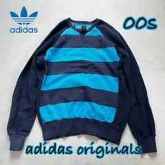 00s adidas originalsトレフォイル 刺繍ロゴ ボーダー y2k