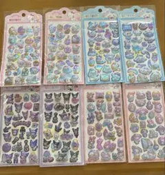 お得！8枚４キャラ入り　ぷっくりオーロラシール　立体シール　硬いシール