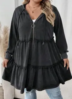 お値下げ【完売品】Aラインティアードジップアップパーカー5L6L7L8L?