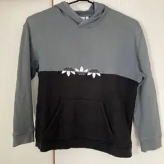 アディダス フード付きパーカー グレー/ブラック２XO