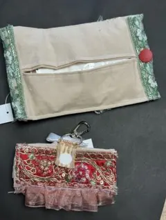 蝶と薔薇の刺繍入りポケットティッシュケース 2点セット - メルカリ
