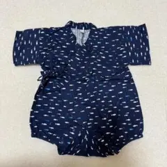 甚平　80㎝　さかな柄　ネイビー　ロンパース　カバーオール　浴衣　綿100％