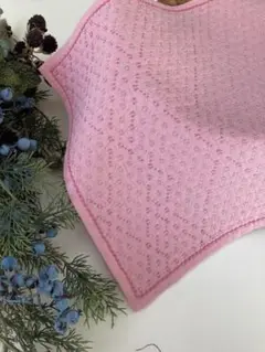 【145】　刺し子ふきん　《花亀甲　ピンク》 完成品