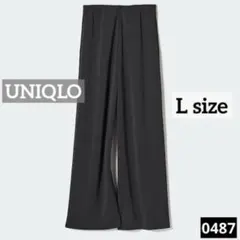 M*9様 0487 UNIQLO クレープジャージーストレートパンツ　ブラック