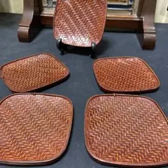 らんたい漆器 編み込みデザイン 菓子器 5枚セット