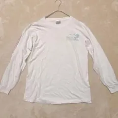 ヘインズ クルーネック 長袖 Tシャツ バックプリント 白 綿 お出かけのサムネイル