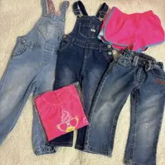 デニムオーバーオールとパンツと水着 他まとめ売り　90〜110 8点　女の子