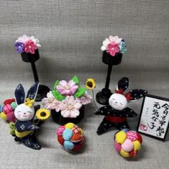 ちりめん細工，早起きうさちゃん，桜，ネモフィラ，鯉のぼりなどのセット