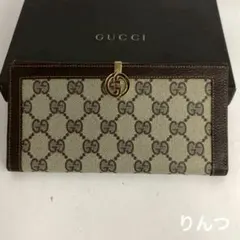 美品✨グッチ 長財布 アビー インターロッキング GG デニム×レザー 茶