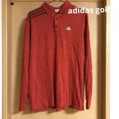 adidas ゴルフシャツ 長袖 レッド ボタンダウン　Ｌ