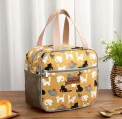 保冷保温機能付き　ランチバッグ　トートバッグ　猫柄　イエロー　お弁当