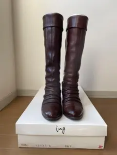 ing ロングブーツ 23.5cm ブラウン 本皮