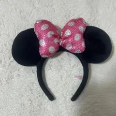 ミニー　カチューシャ　スパンコール　ピンク