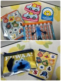 パペットスンスン　スシローコラボ　ポーチ　シール　２個セット ノラネコ軍団シール