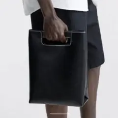 ZARA 2WAY ハンドバッグ A4収納可 レザー ショルダー 黒 ブラック