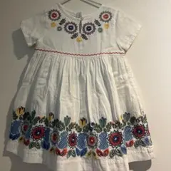 キッズ 刺繍ワンピース ホワイト(1〜2歳用)