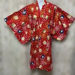 MIKI HOUSE 浴衣 レッド くま 花火柄のサムネイル