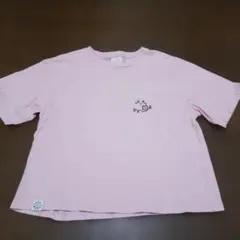 GU ちいかわコラボ　ワンポイント刺繍 ショート丈Tシャツ　ピンク系　Mのサムネイル