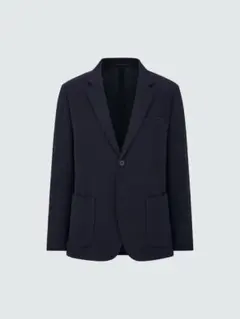 美品 ユニクロ コンフォート2Bジャケット 袖丈着丈短め ネイビー XXL