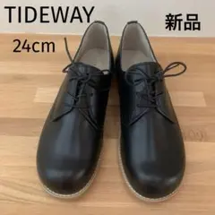 【新品】TIDEWAY (タイドウェイ)レースアップシューズ　24cmブラックのサムネイル