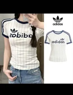 値下げ可☆アディダス XLサイズ 半袖 Tシャツ 3ストライプ 白 JC7705