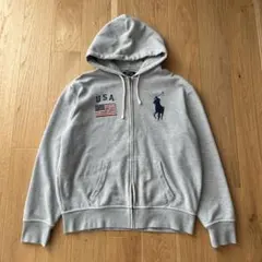 ポロラルフローレン パーカー 星条旗 ビッグポニー　グレー　Ｌ　大きいサイズ