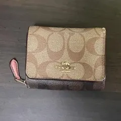 COACH 金色系 三摺錢包