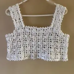 ホワイト 花柄ビスチェハンドメイドのサムネイル