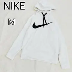 【ナイキ】白 裏起毛パーカー フード付きプルオーバー M フリース k4722