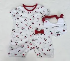 【美品】チェリー　ロンパース　60