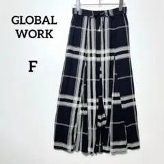 グローバルワーク チェック柄 ロング フレアスカート 『F』 大人っぽいのサムネイル