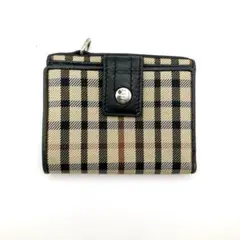 DAKS ダックス 二つ折り財布 チェック柄 レザー ブラック Dカン 付きのサムネイル