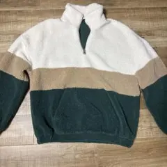 ボアハーフジップジャケット ホワイト・ベージュ・グリーン