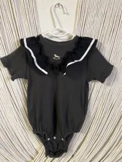 フリル付きダークグレーロンパース　cottoli