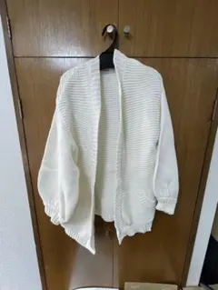 DouDouホワイト 長袖カーディガン