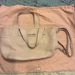 MIUMIU レザー　マドラスソフト　2way ハンドバッグ　ピンク