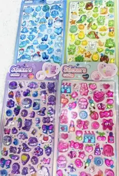 カラフルな立体シール4シートセット